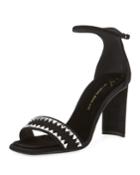 Crystal-studded Suede Ankle-strap