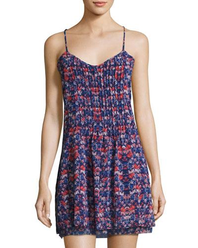 Spring Fling Pleated Dress, Blue/multi