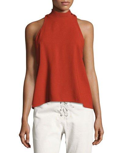 Olympia Mock-neck Sleeveless Top, Brick