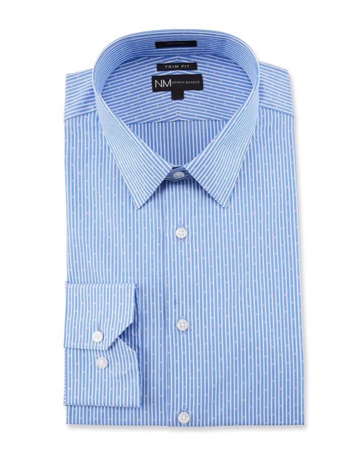 Men's Trim-fit Regular-finish Striped Dress