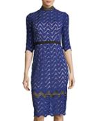 3/4-sleeve Chevron-lace