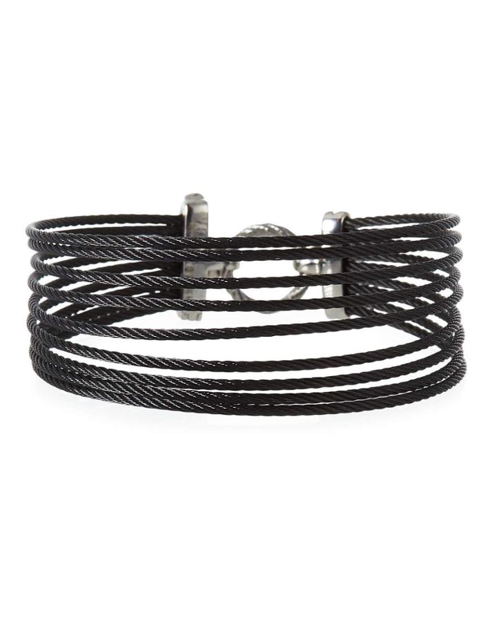 Split 9-cable Bangle Bracelet, Black