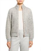 Mohair-cashmere Zip-front Cardigan