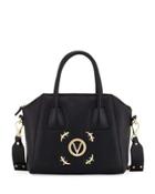 Minmi Pebbled Satchel Bag, Black