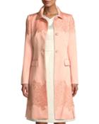 Lace-trimmed Satin Trench Coat