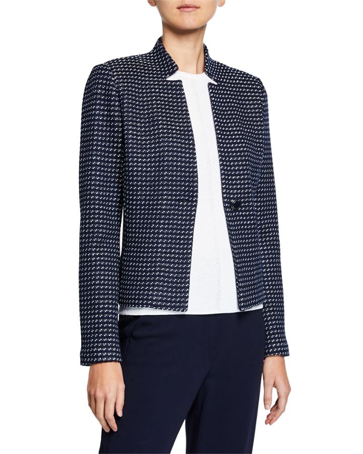 Dotted-inlay Tweed Knit Jacket