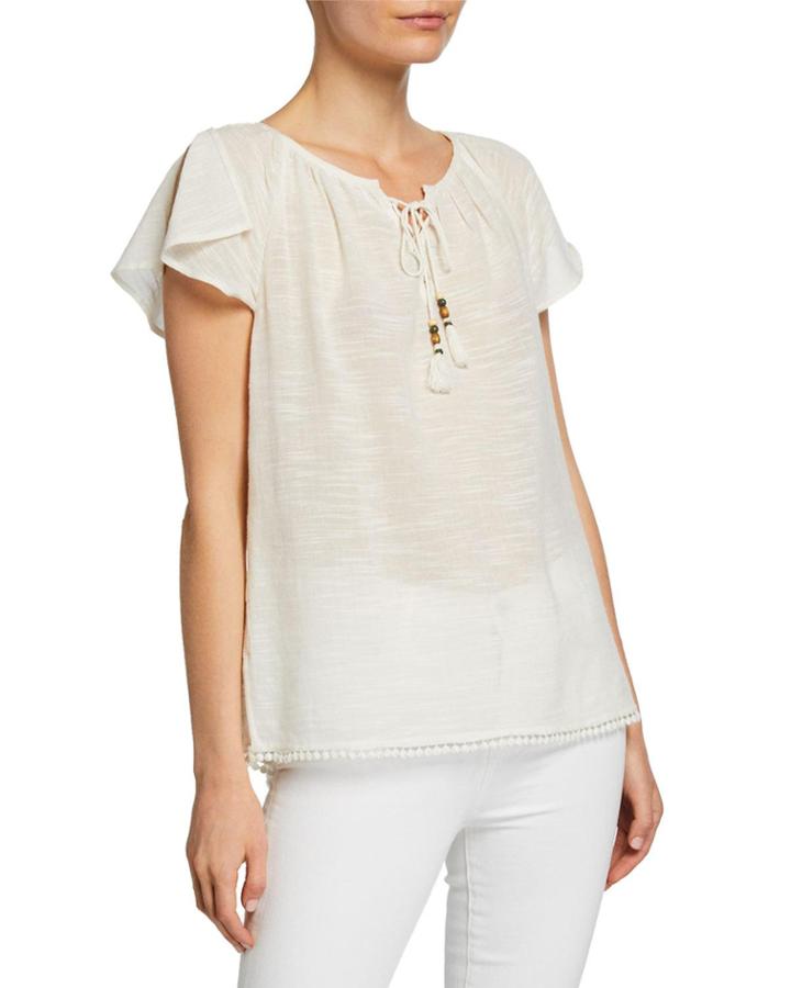 Lace-up Tassel Tie Top