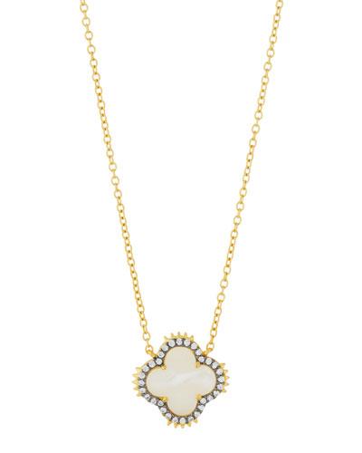Iridescent Spiked Clover Pendant Necklace