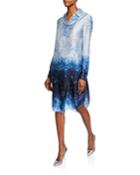 Sophia Ombre Button-down Long-sleeve Silk