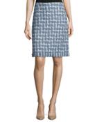 Adalyn Tweed Pencil Skirt, Coastal Blue
