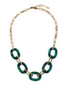 Lucite Link Necklace In Green