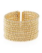 Beaded 10-row Cuff Bracelet, Golden