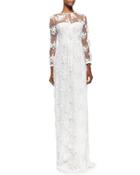 Embroidered Flower Lace Dress, White