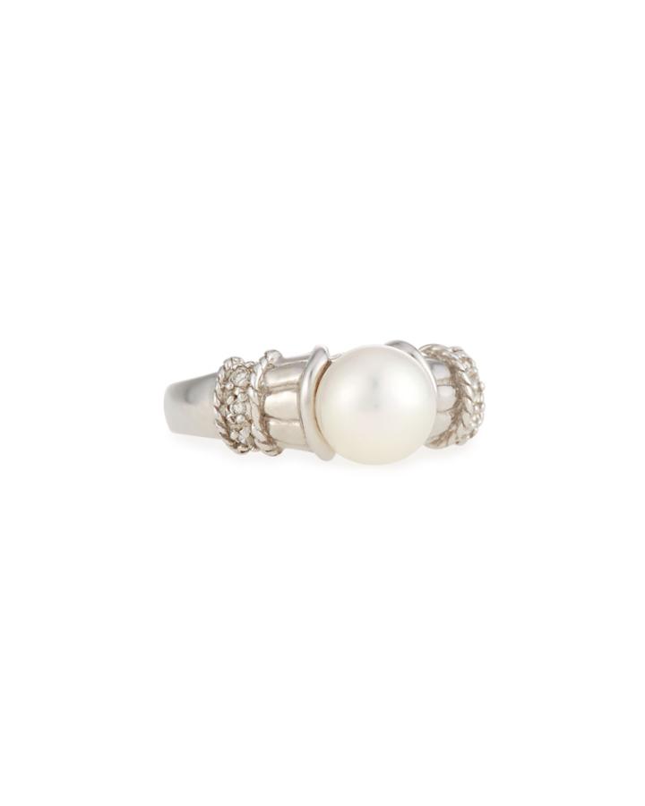 Belpearl 14k White Gold Akoya Pearl Ring, Size