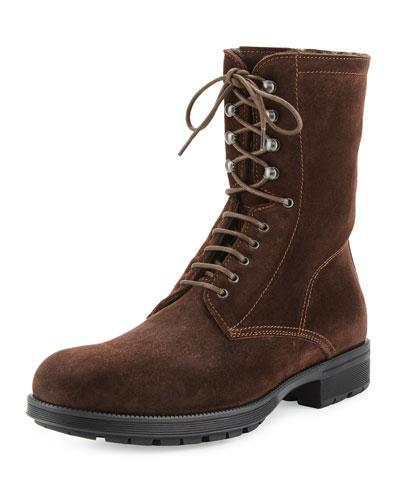 Hayden Suede Lace-up Ankle Boot, Dark Brown