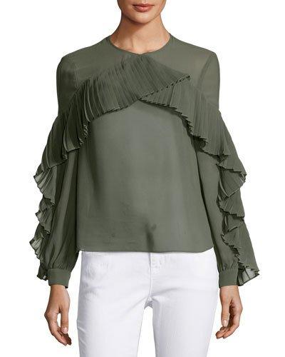 Don't Wait Ruffled Top, Khaki