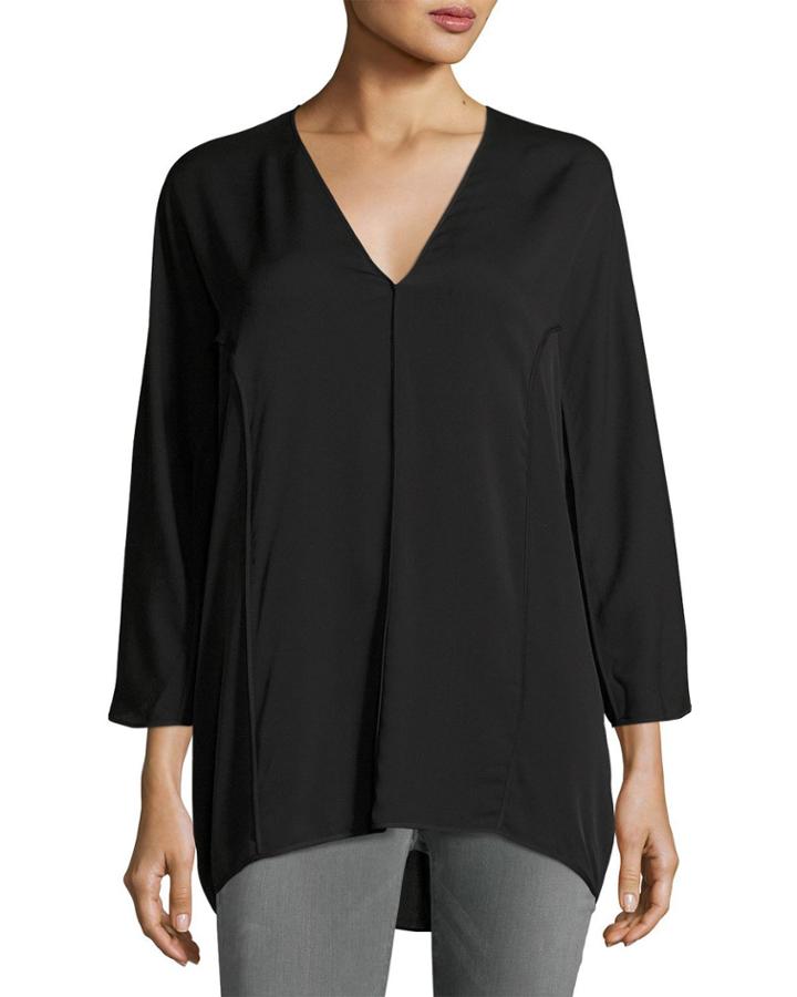 Bracelet-sleeve V-neck Flowy Georgette Top