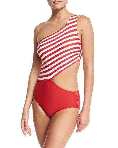 One-shoulder Cutout One-piece