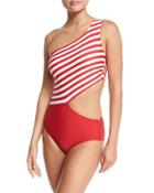 One-shoulder Cutout One-piece
