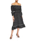 Printed Off-the-shoulder Ruffle