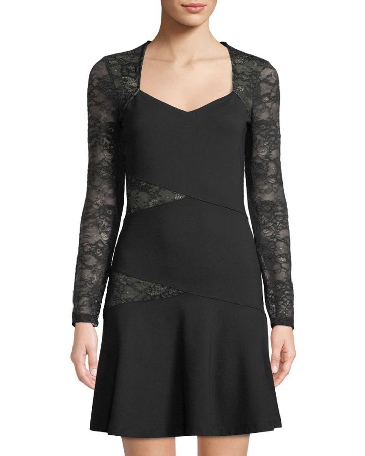 Larc Long-sleeve Contrast-lace Dress