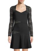 Larc Long-sleeve Contrast-lace Dress