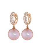 South Sea Pearl & Diamond Hoop Earrings