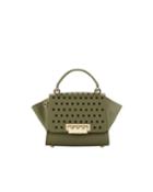 Eartha Floral-perforated Leather Crossbody Bag, Dark Green
