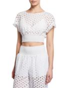 Zoie Eyelet-embroidered Coverup Crop Top
