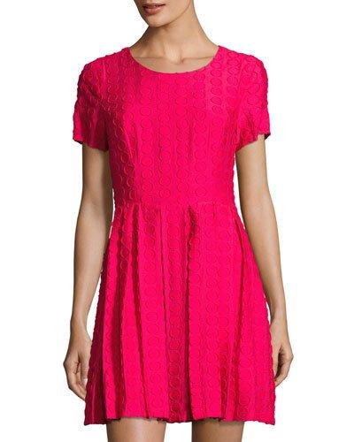 Pleated Dotted Fringe Dress, Pink