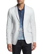 Tonal Jacquard Two-button Blazer, White