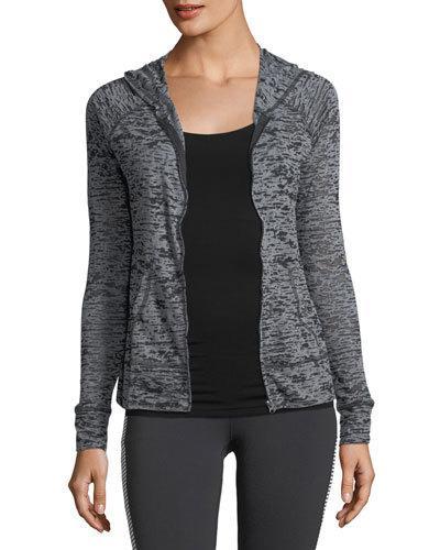 Brynne Zip-front Burnout Camo Hoodie