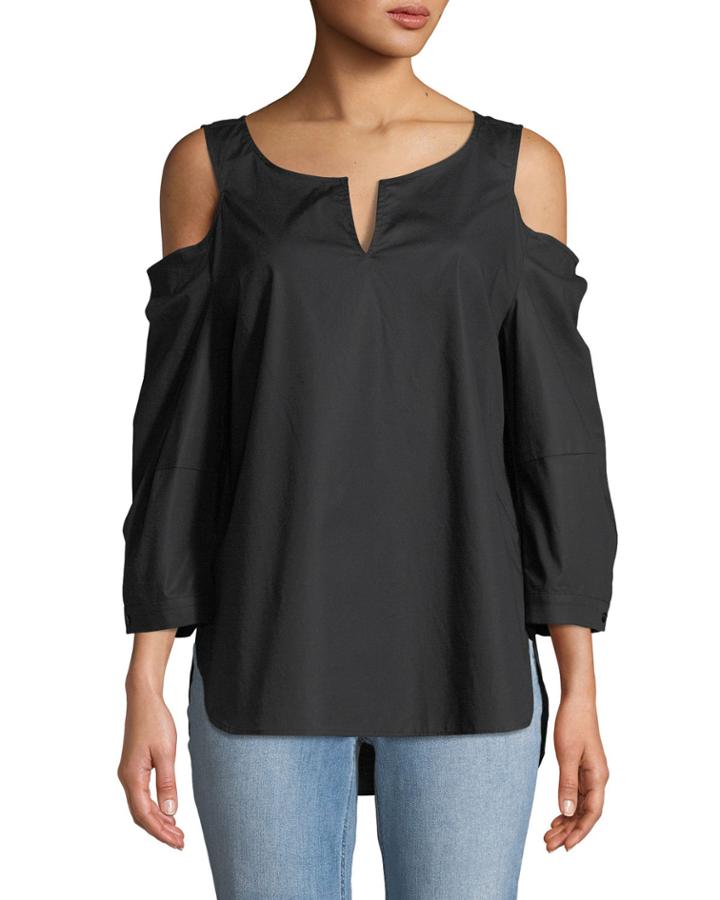 Agnes Cold-shoulder Poplin Blouse