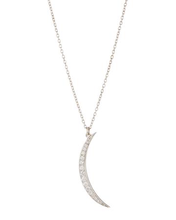 18k Small Diamond Crescent Pendant Necklace