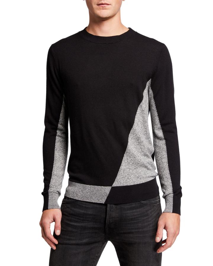 Men's Asymmetrical Colorblock Cashmere-blend