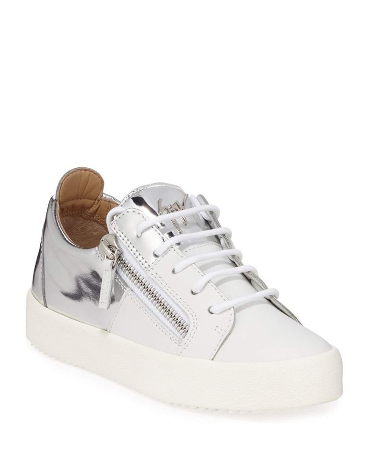 Metallic Two-tone Dual Zip Low-top