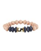 Cuba Paper Beaded Bracelet, Pink/blue
