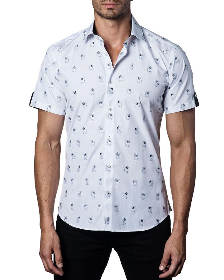Men's Semi-fitted Sunglasses-dog Print Short-sleeve