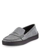 Colby Textured Leather Loafer-style Sneaker, Black/white