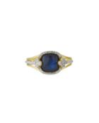 18k Provence Labradorite/onyx Cushion & Diamond Ring,