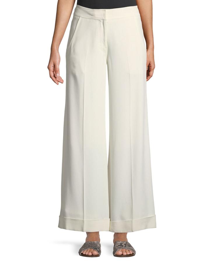 Wide-leg Pebble Crepe Trousers