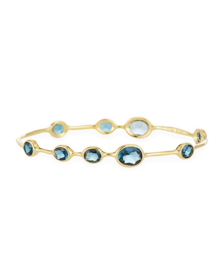 18k Gold Rock Candy 9-stone Bangle Bracelet In London Blue Topaz