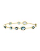 18k Gold Rock Candy 9-stone Bangle Bracelet In London Blue Topaz