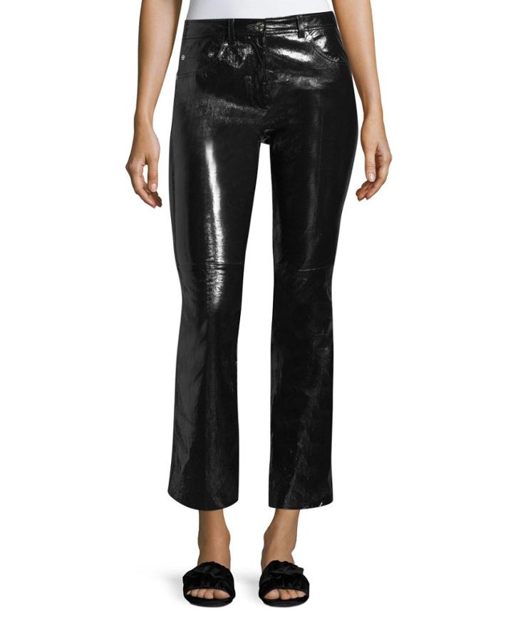 Patent Leather Flared-leg Crop Pants