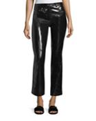 Patent Leather Flared-leg Crop Pants