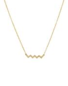 14k Yellow Gold Diamond Zigzag Necklace