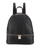 Faux Saffiano Backpack With Rose-tone Hardware