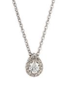 14k White Gold Diamond Pear Solitaire Pendant Necklace,