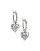 18k White Gold Diamond Heart Drop Earrings,