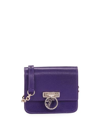 Saffiano Leather Small Crossbody Bag, Violet